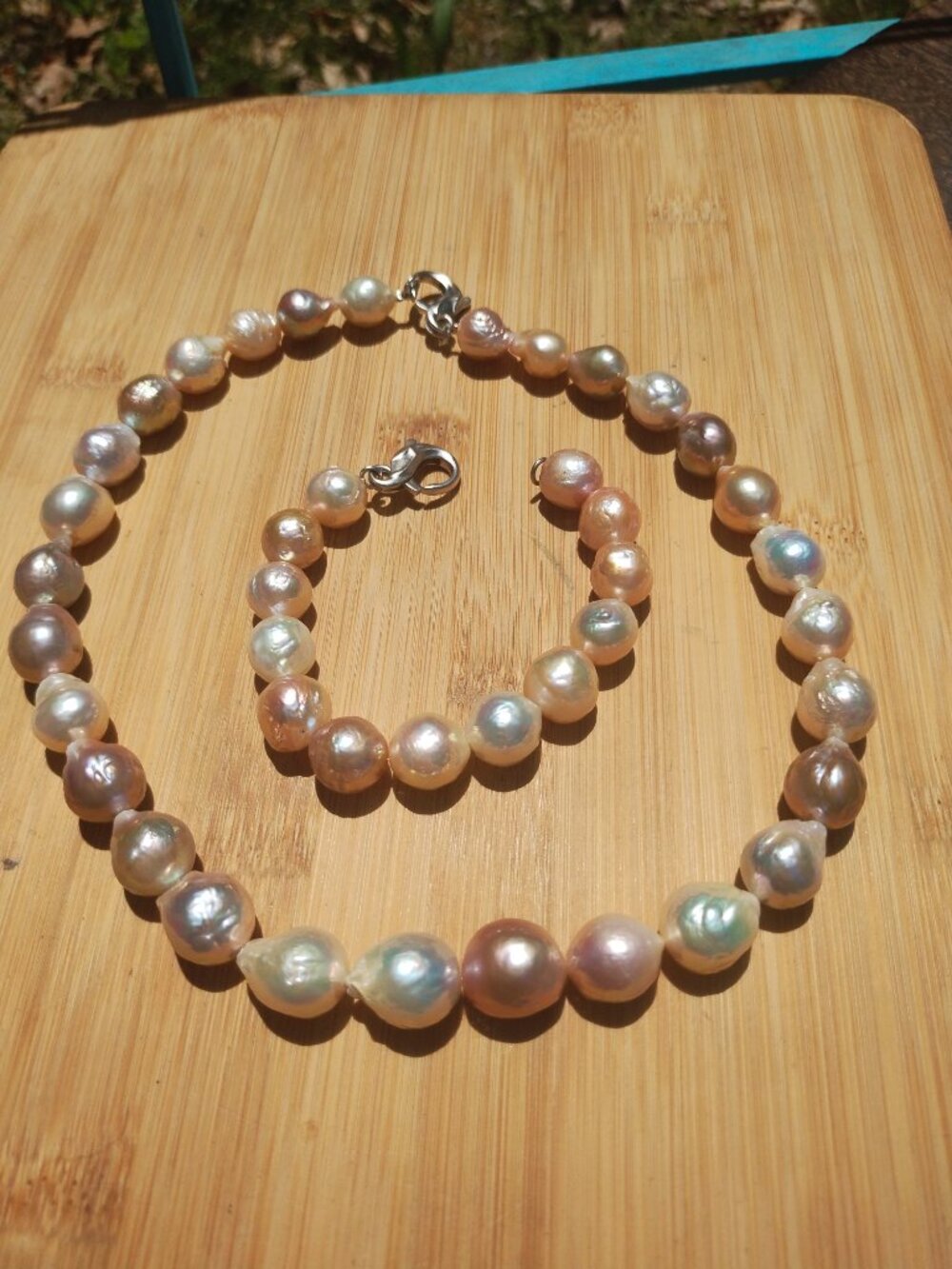 Honora Ming Baroque Pearl Necklace and Bracelet Set Sterling 925 Silver Stunning - Picture 10 of 11